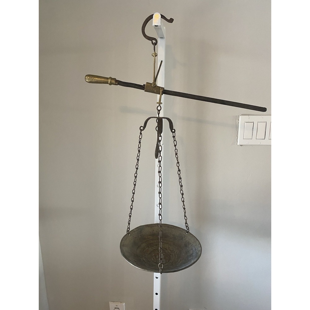 Antique Brass Hanging Balance Scale, "very early 1900's"